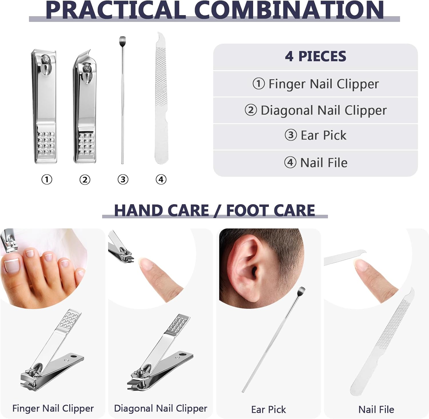 Manicure Set 4pcs Pedicure Tool Nail Clipper Ear Pick Scissor Doorgift ...