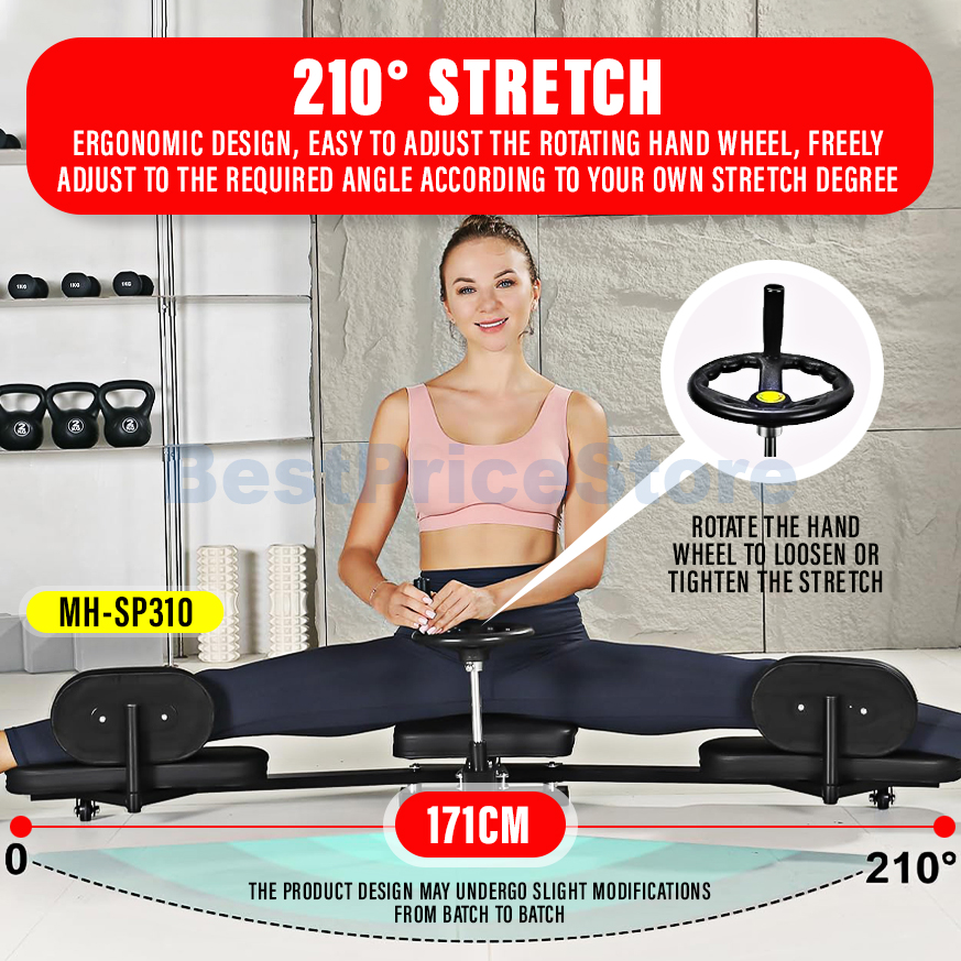 BPS 210° Degrees Leg Stretching Foldable Backrest Rotatable Leg Split ...