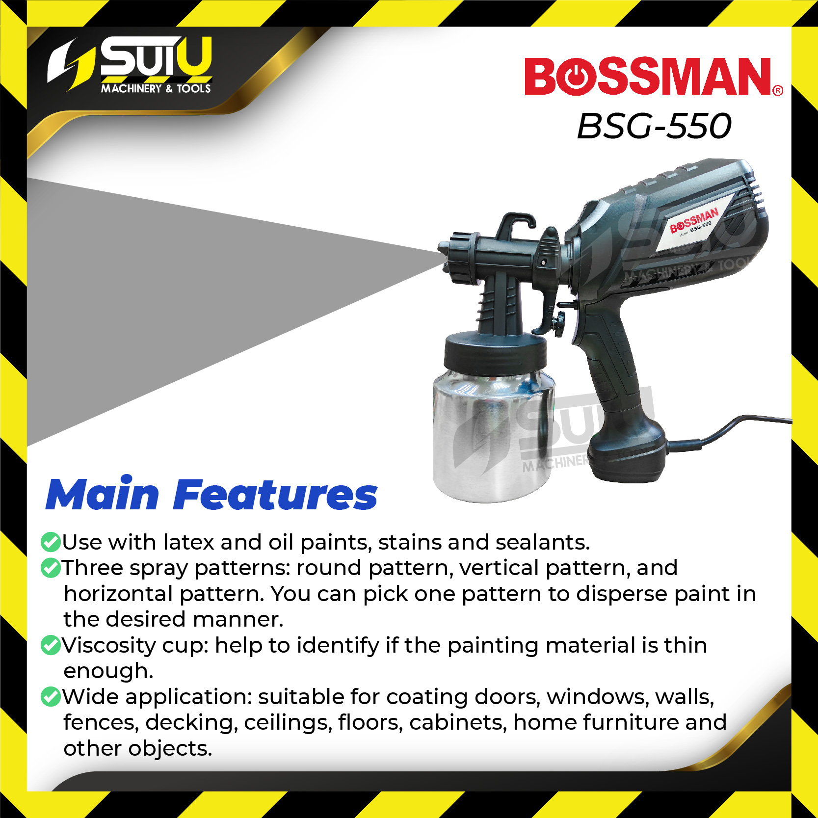 BOSSMAN BSG550 / BSG550 800ML Electric Paint Spray Gun 550W Shopee