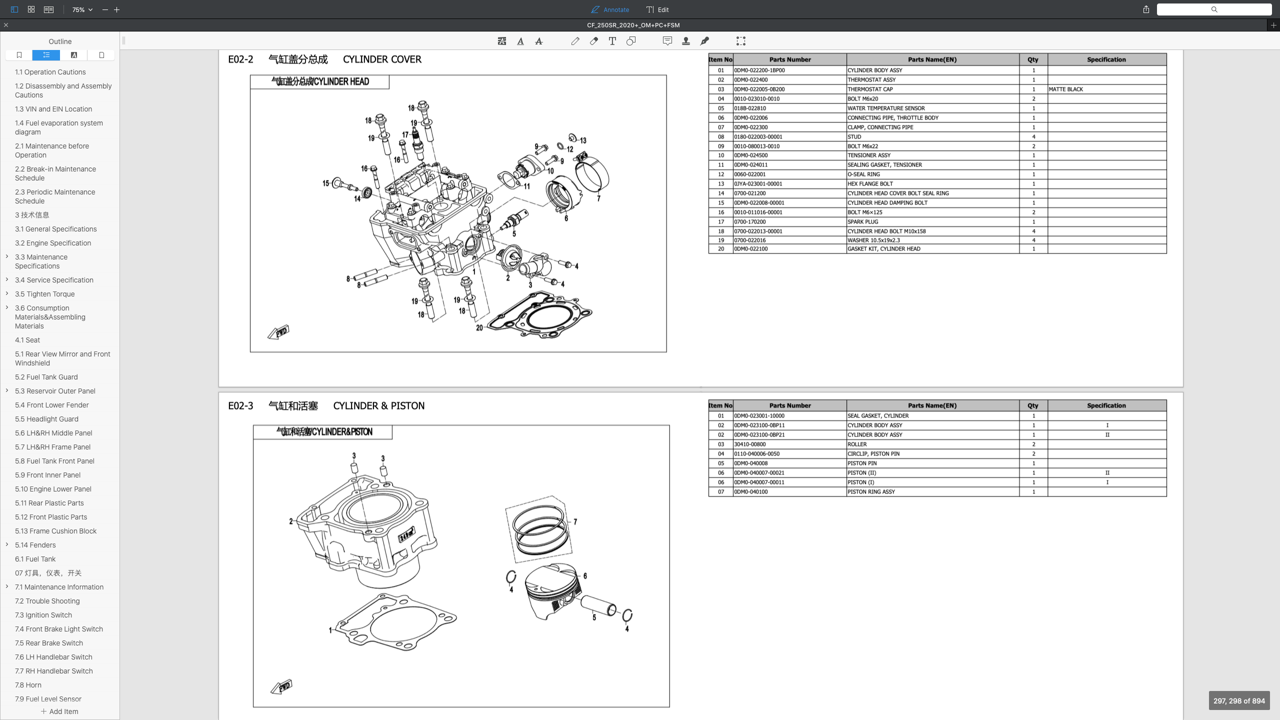 CFMOTO 250SR (2020+) SERVICE WORKSHOP MANUAL + PARTS CATALOGUE + OWNER ...