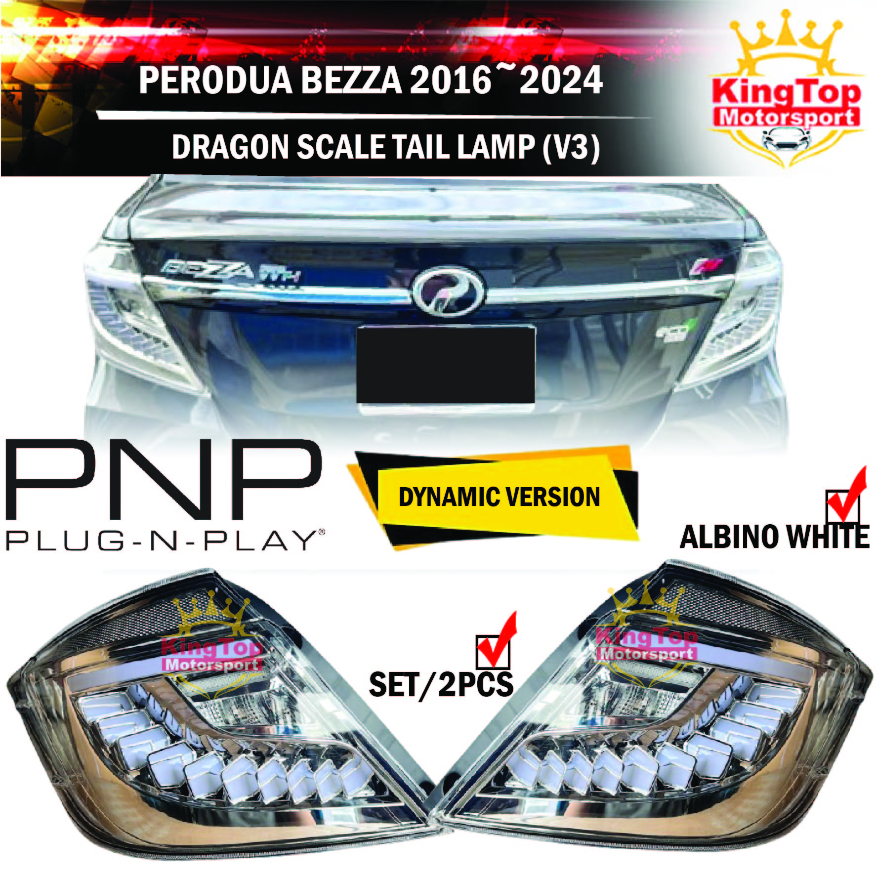 Perodua Bezza 2016 -2024 Dragon Scale Dynamic Tail Lamp With Signal ...