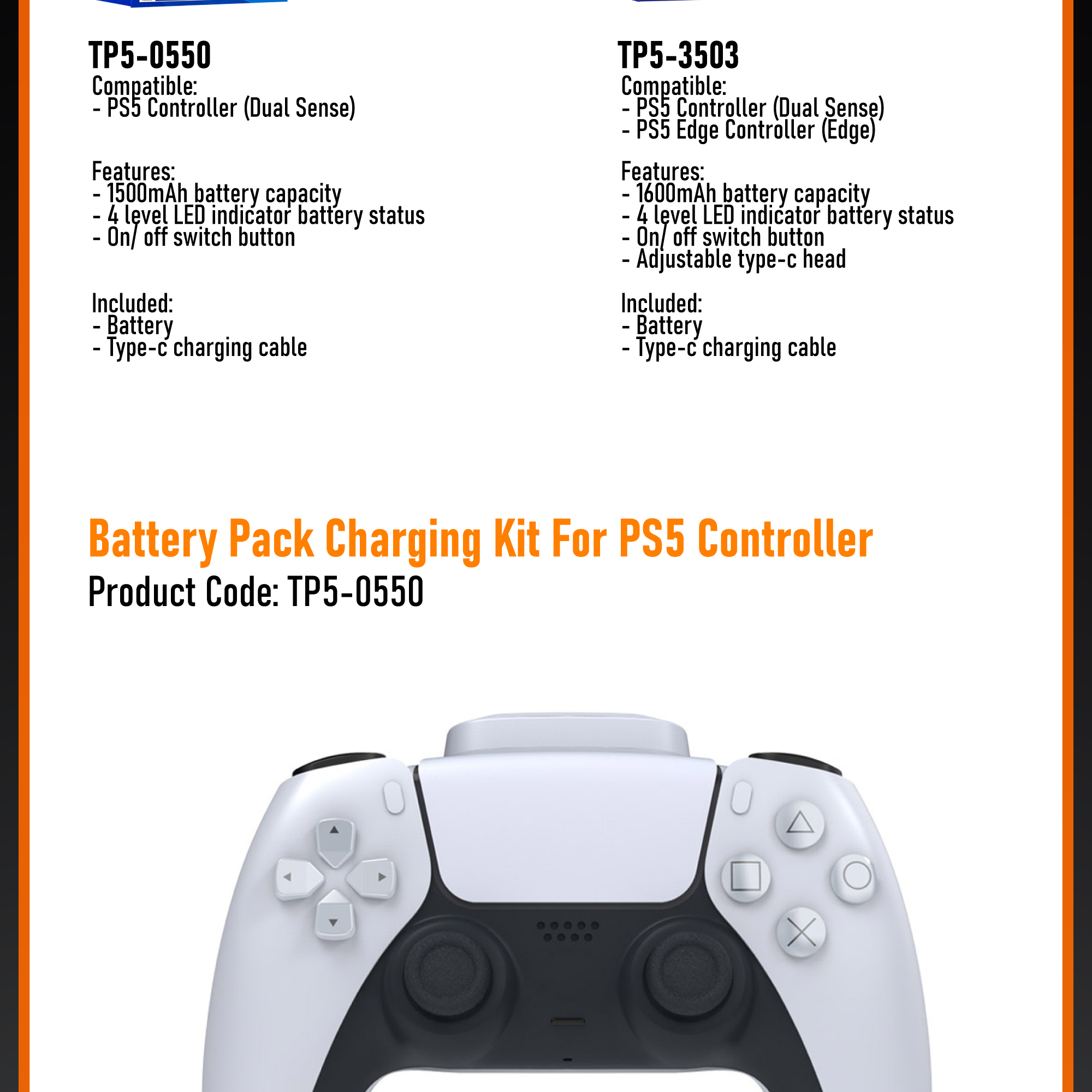 DOBE PS5 DualSense Edge Controller Battery Pack Charging Controller ...
