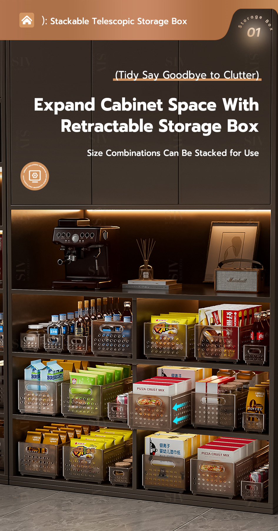 SIV DIY Adjustable Storage Box | 28-48cm Expandable | Multi-Use for ...