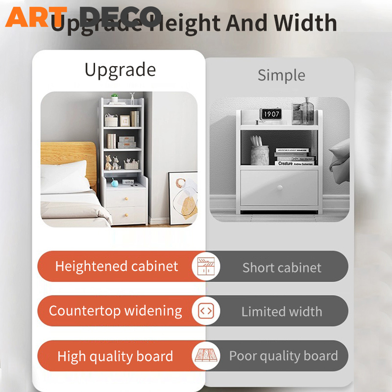 Side Table Heightened Bedside Table Book Rack Large Capacity Nightstand ...