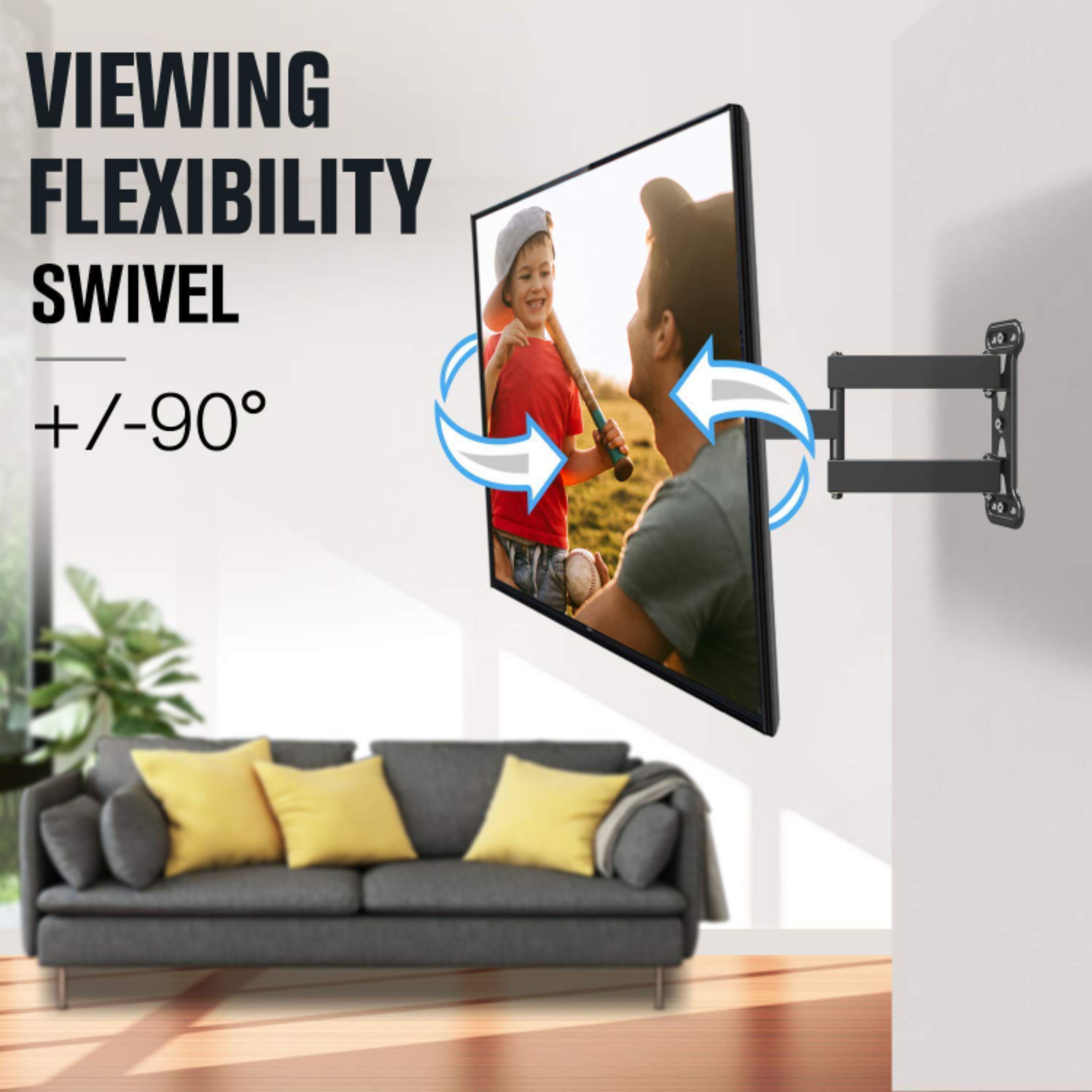 Kaloc X4 32"- 60" Full Motion 90 Degree Swivel Tilted Wall Mount TV ...