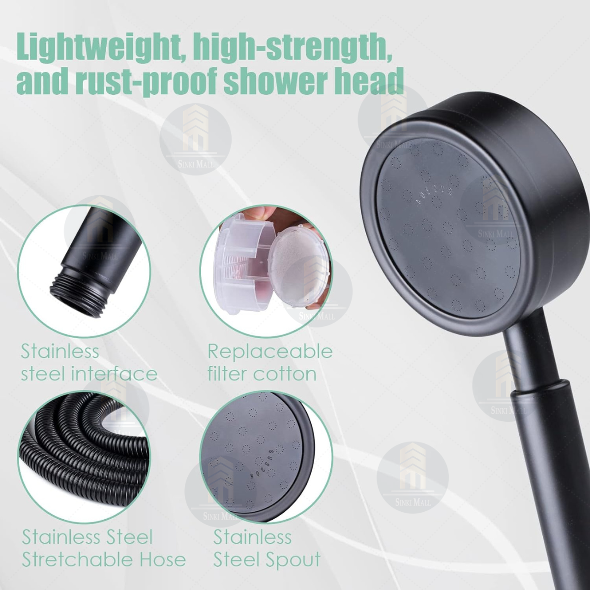 SUS304 Stainless Steel Matt Black Adjustable Shower Post with Handheld ...