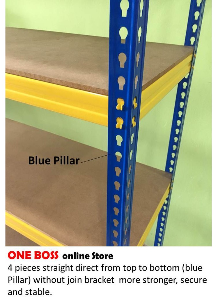 ONE BOSS 3 LEVELS YELLOW BLUE BOLTLESS RACK HOME STORAGE