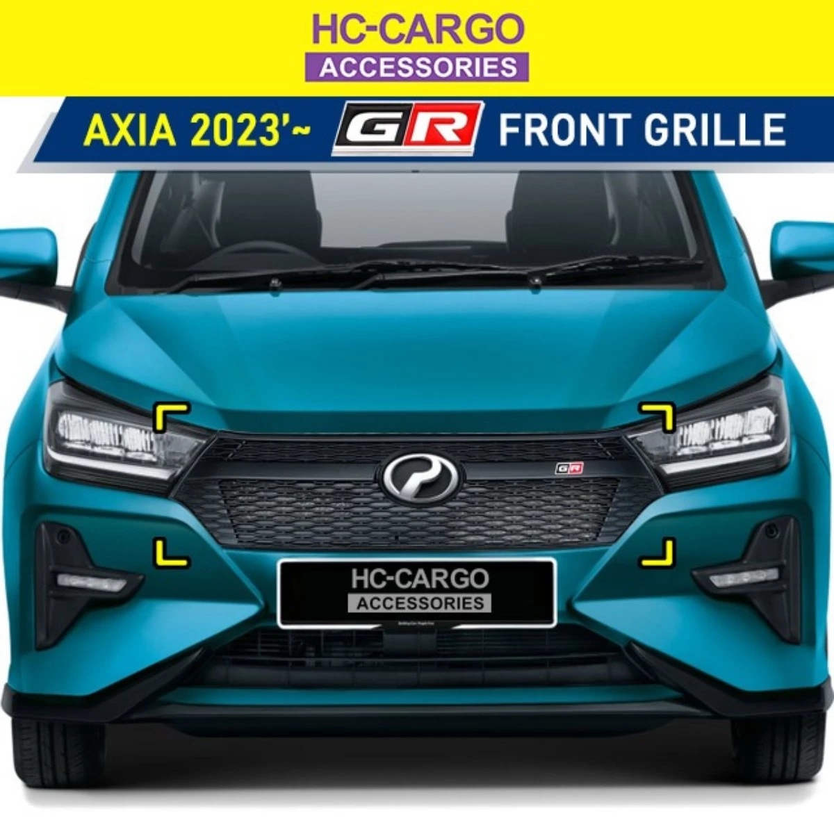 Perodua Axia 2023 GR Front Grill Mesh Honeycomb Design ABS Grilles ...