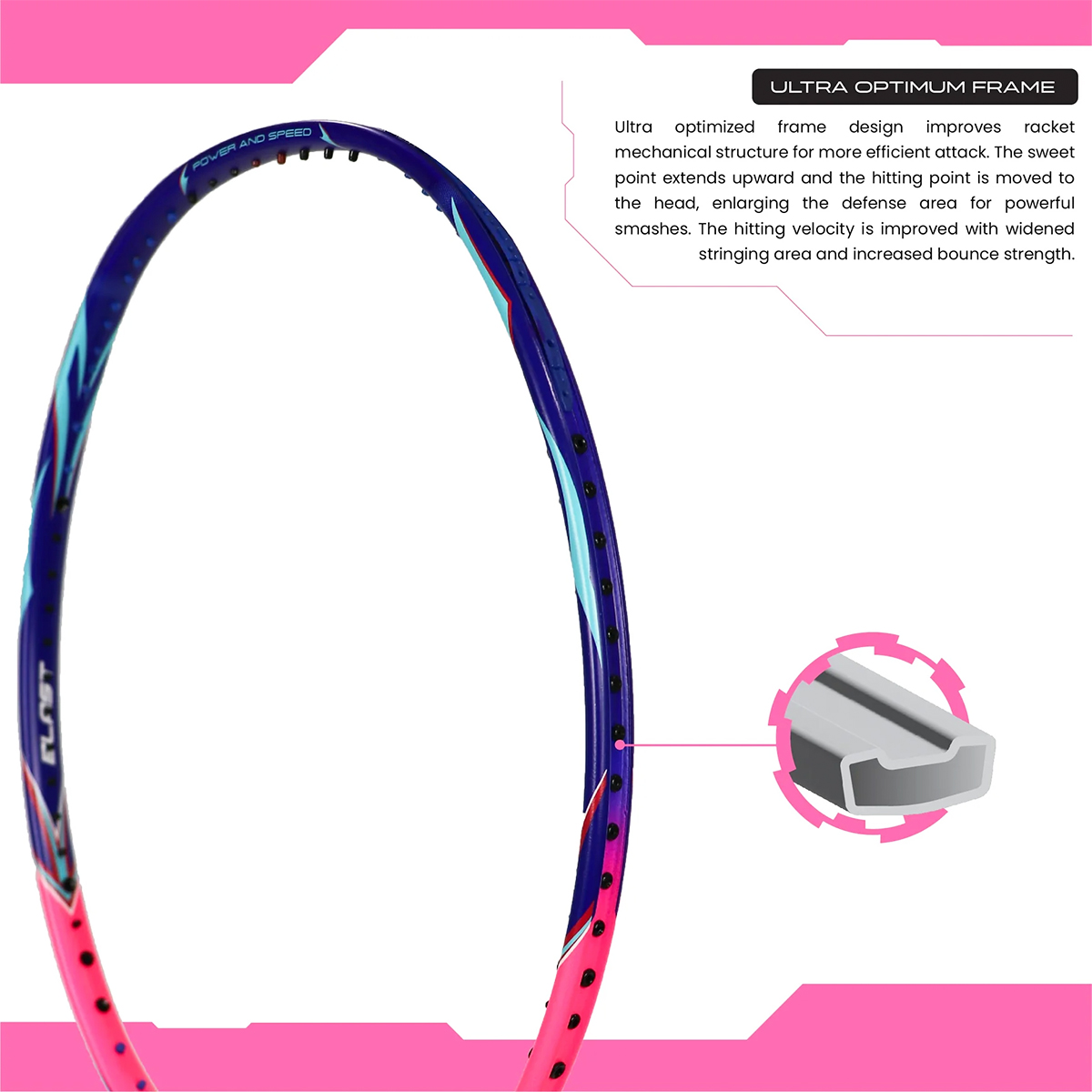 YOUNG Aero 9000 Blast Intermediate Level Badminton Racket - Pink ...