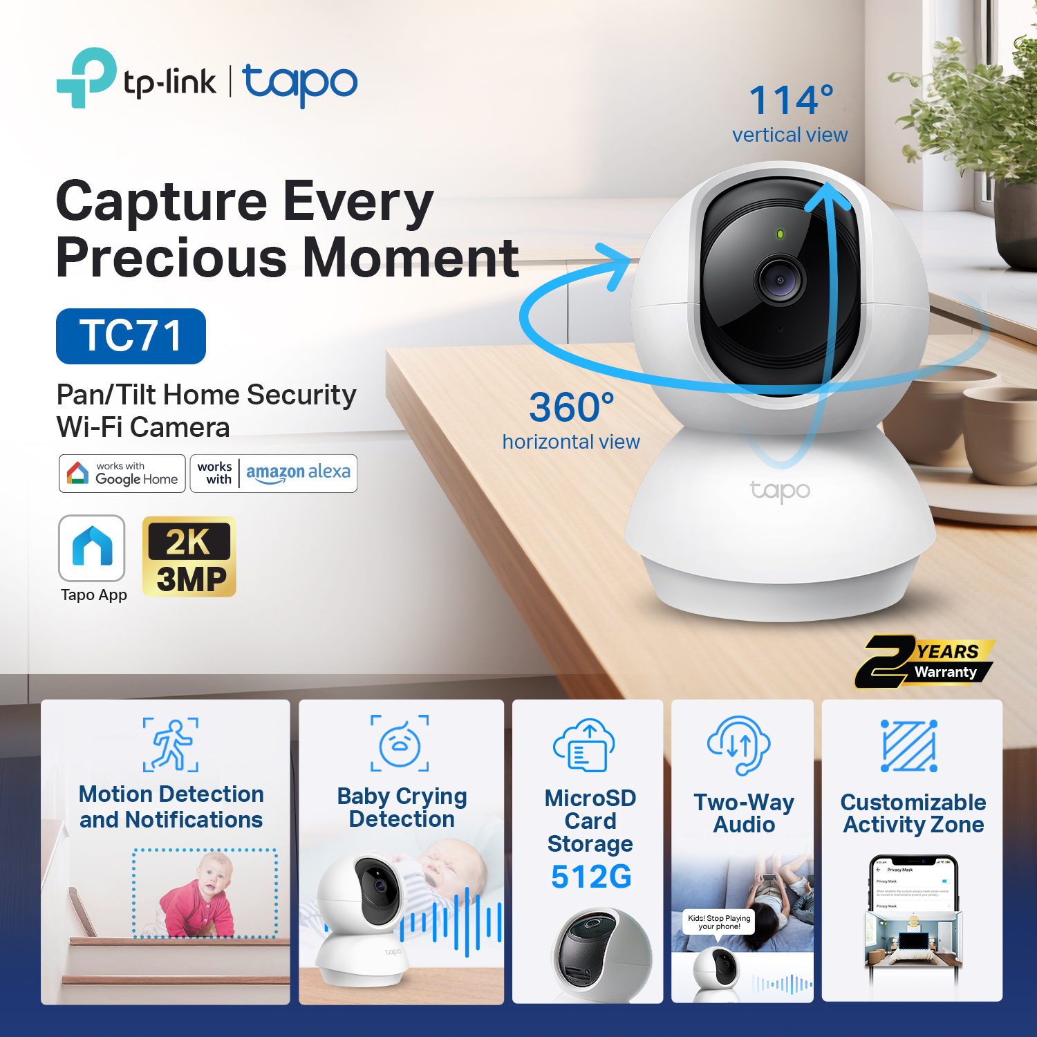 TP-Link Tapo C200 TC70 C230 C500 C210 C520WS WiFi Camera 360° Auto ...