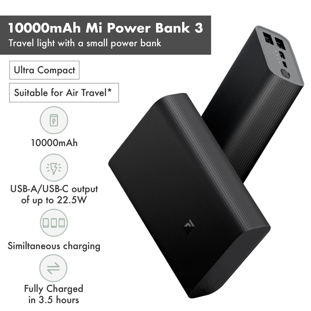 UGREEN & XIAOMI】 10000mAh Ultra Compact Fast Charging Power Bank USB-A and  Type C (Input & Output), 22.5W