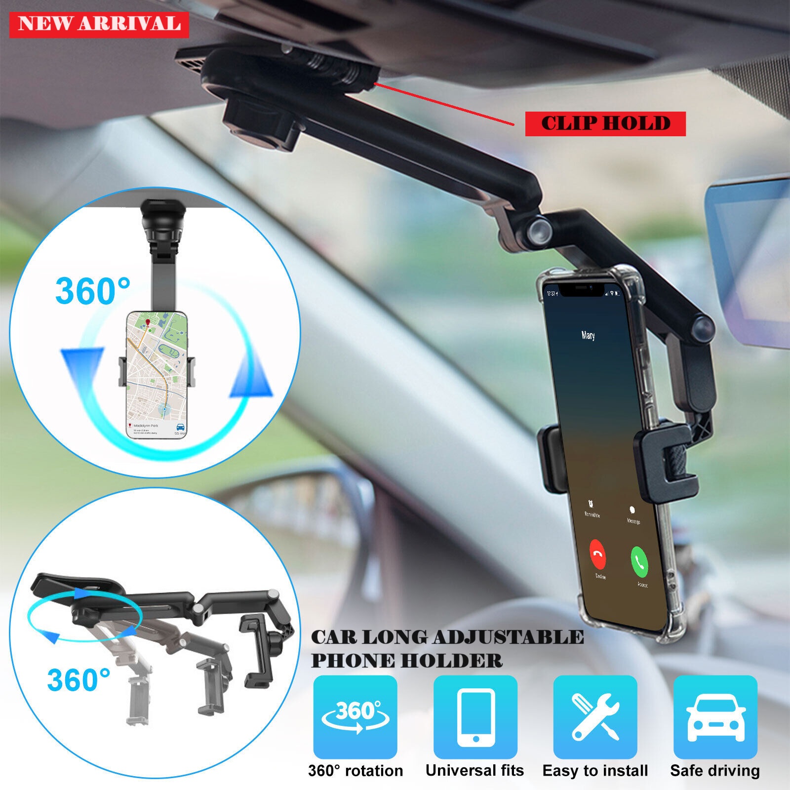 Car Sun Visor Phone Mount Stand Windshield Windscreen Dashboard Mobile ...