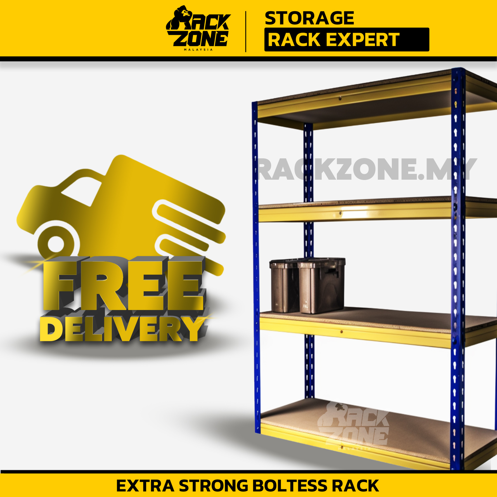 RACKZONE 4 Level Storage Rack Boltless Rak Besi Bertingkat Dapur Home ...