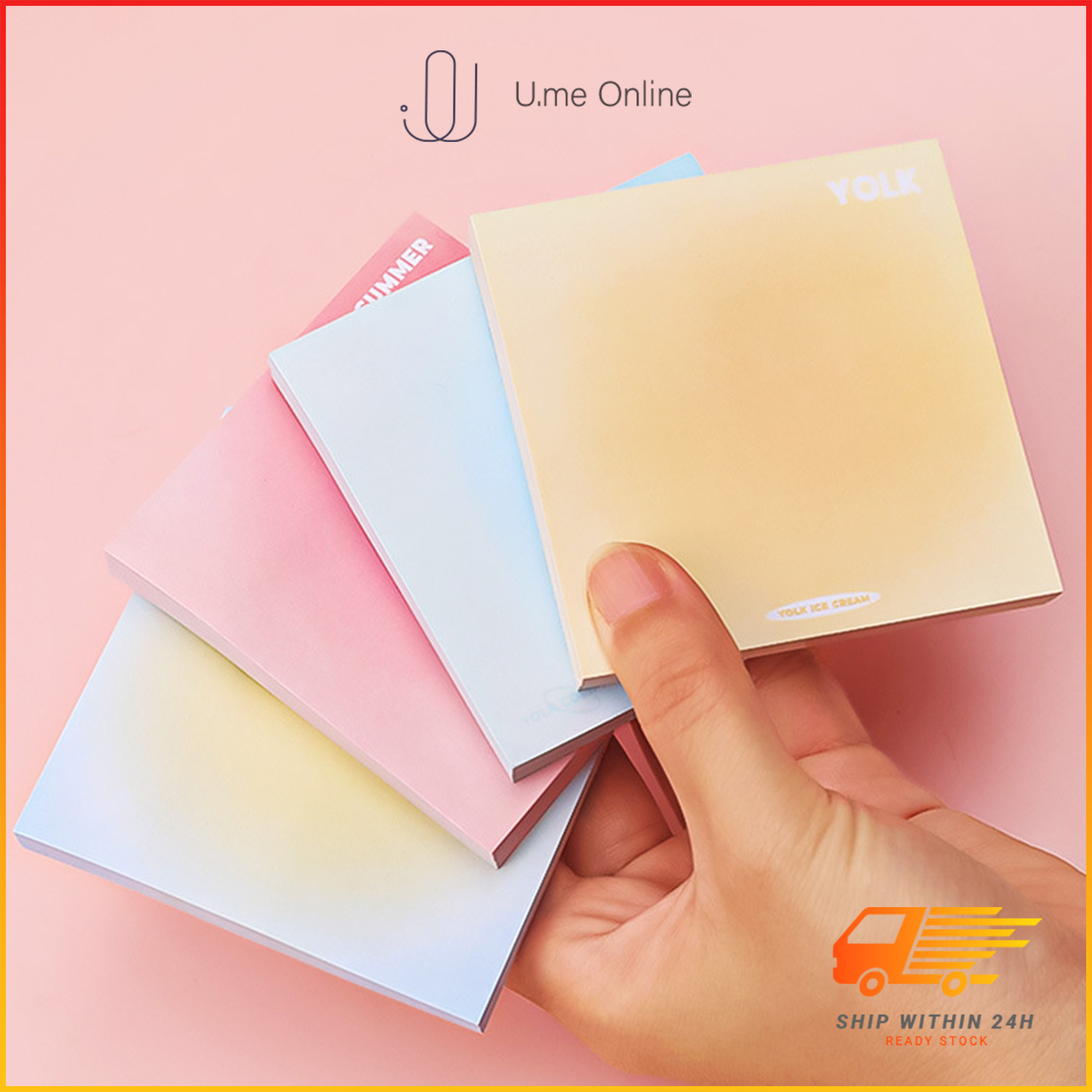 U.me 50 Sheets Simple Gradient Color Sticky Notes Student Marking ...