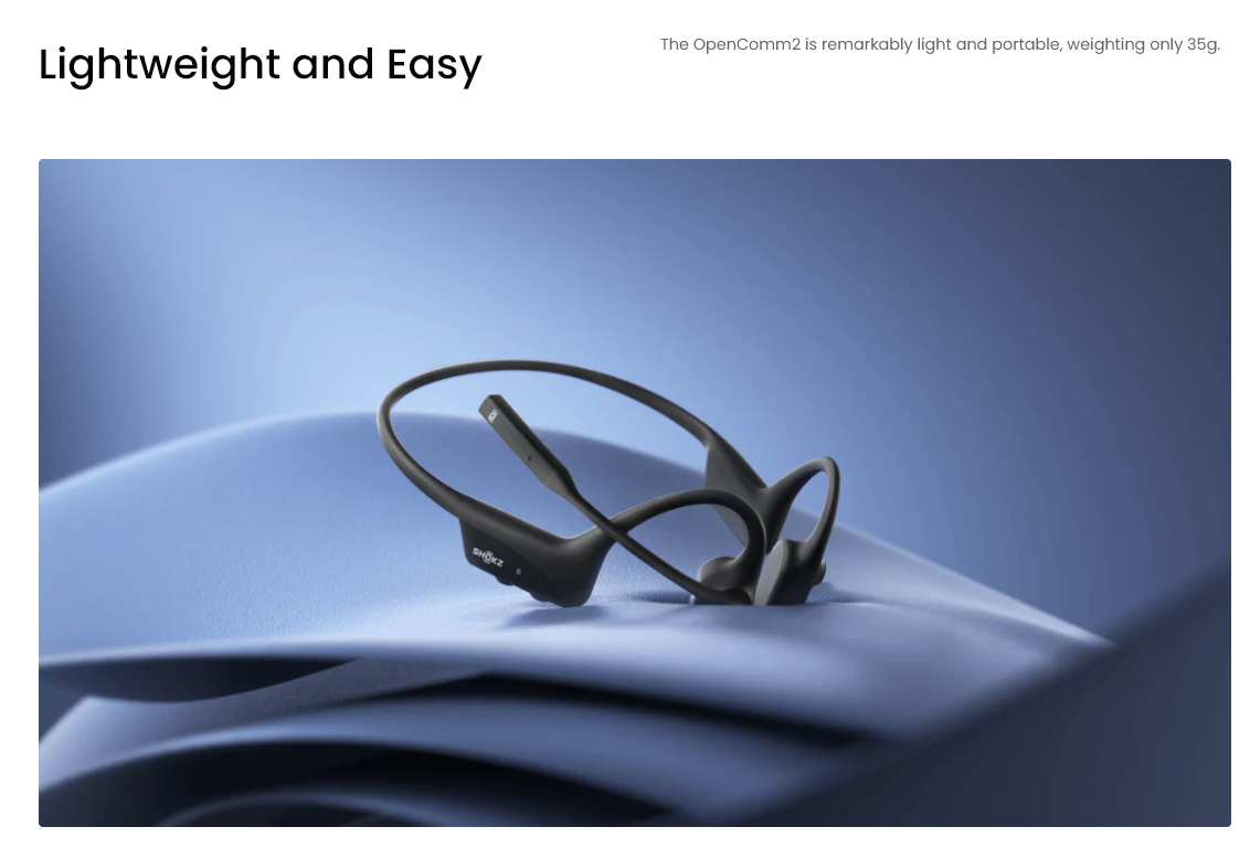 Shokz [C110BK] OPENCOMM 2 Open-Ear Bone Conduction Wireless Headset ...