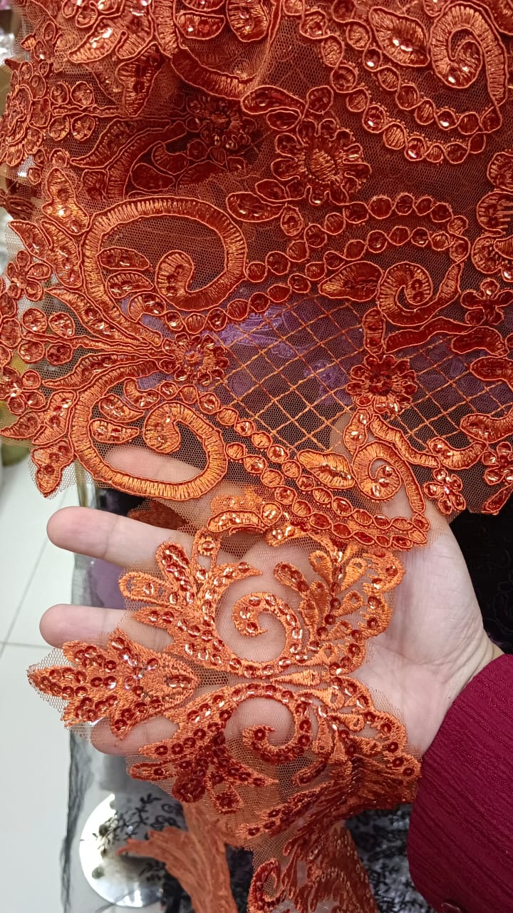 Renda Baju Manik Labuzi Tinggi 13cm, Renda Lace Baju Raya, Border Lace ...