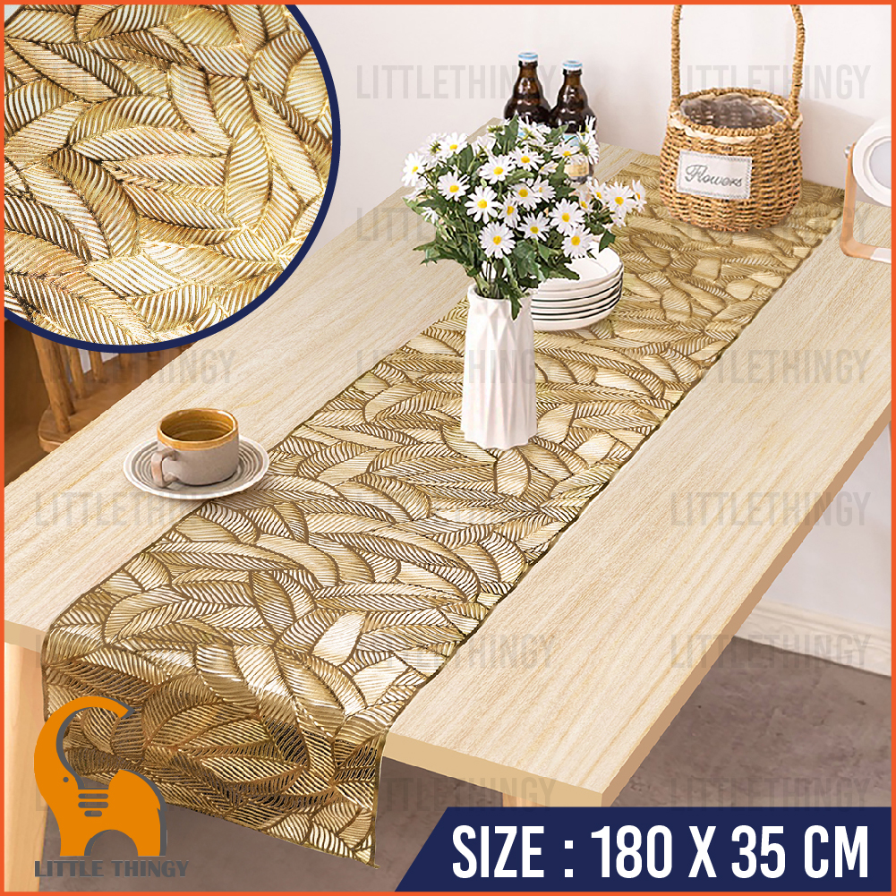 Raya Deko 2026 Table Runner Lapik Meja Makan 4/6/8 Kerusi Gold PVC ...