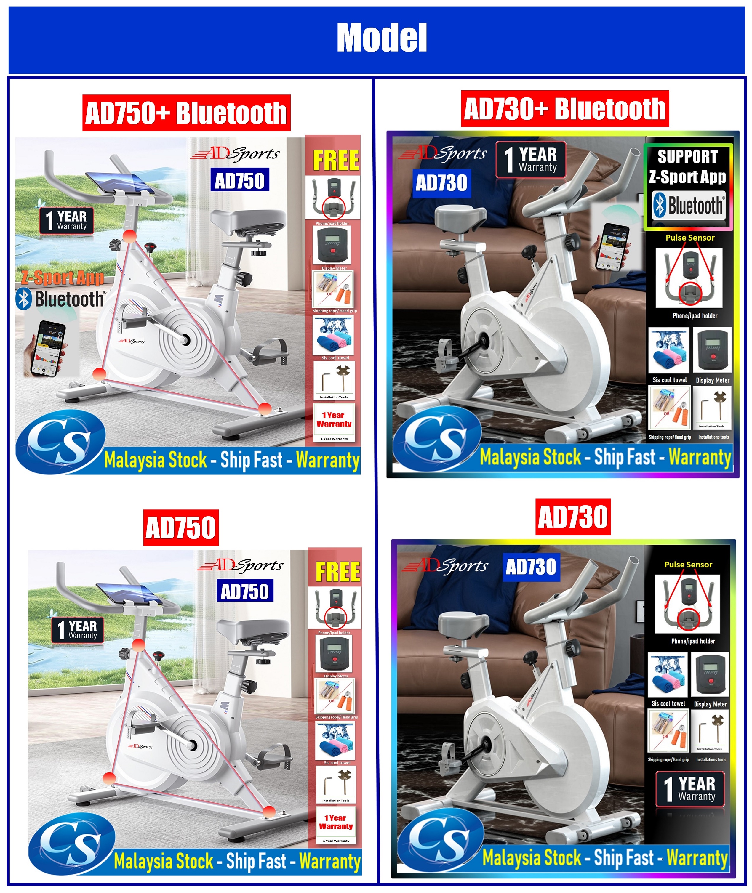 ADSports Home Fitness Equipment Spin Bicycle Exercise Machine Silent ...
