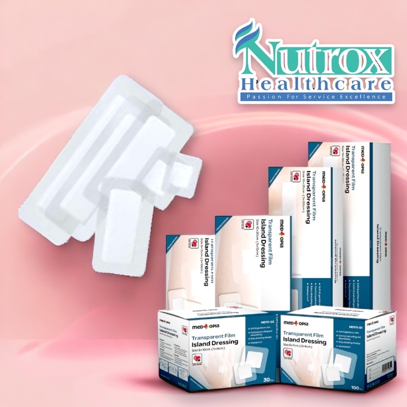 Medtopia Waterproof Transparent Island Wound Dressing – Sterile PU Film ...