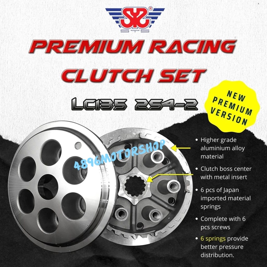SYS PREMIUM RACING HYPER CLUTCH WITH 6 SPRING RS150 RSX Y15ZR Y16 Y15 ...