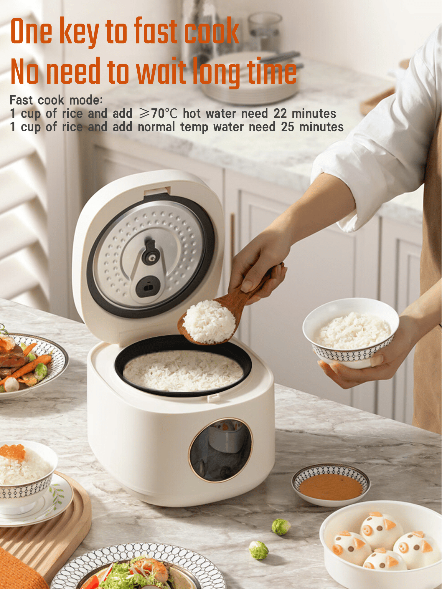 ONEHOME Multifunction Rice Cooker With Steamer Low Sugar Visible Lid ...