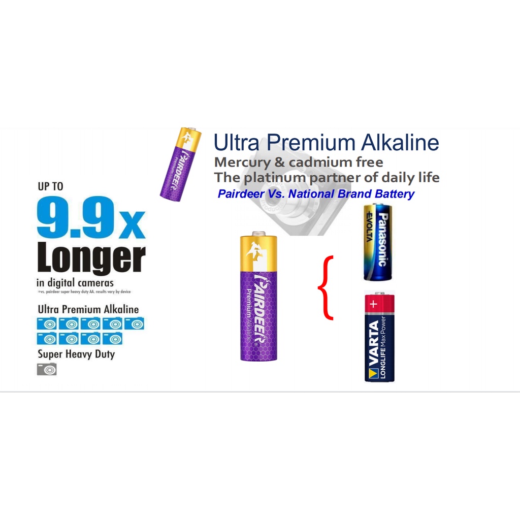 4 Pcs PAIRDEER Super Heavy Duty Battery Original AA Bateri AAA Durable