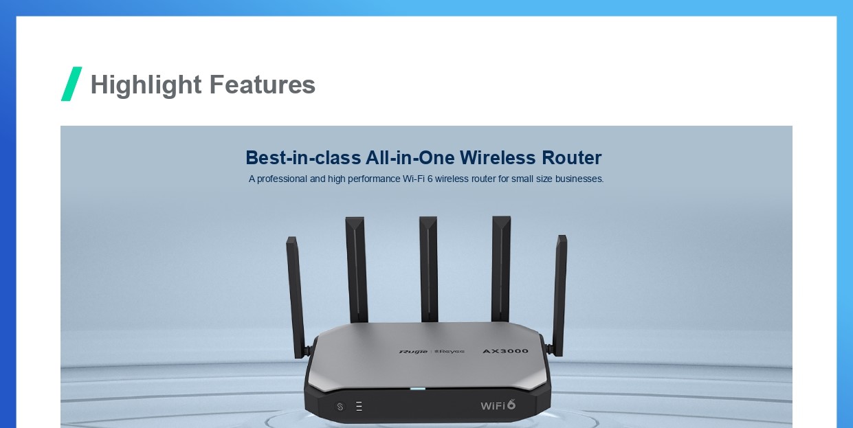 Ruijie Wi-Fi Wifi 6 AX3000 Wireless Dual Band Router 5 Gigabit RJ45 ...