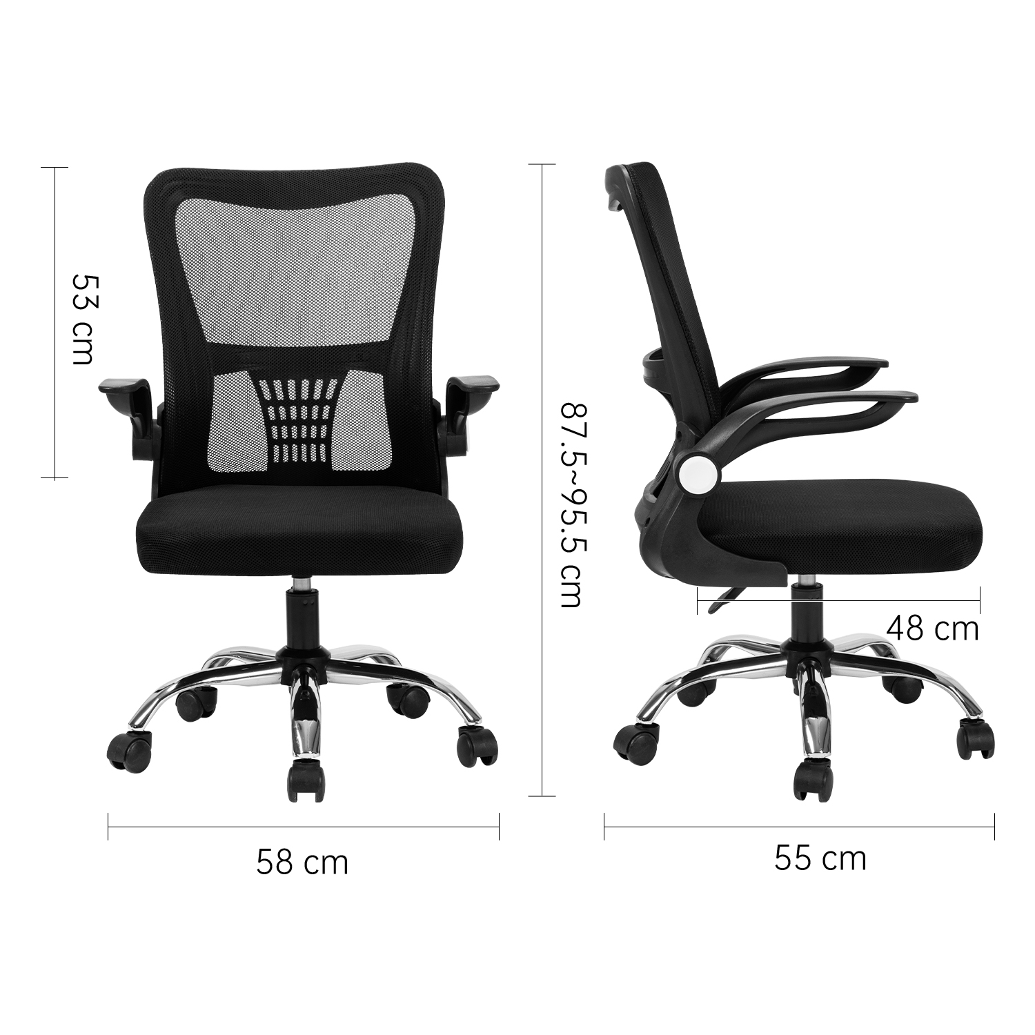 Deli Office Working Chair Ergonomic Design Kerusi Pejabat Black-e4928 