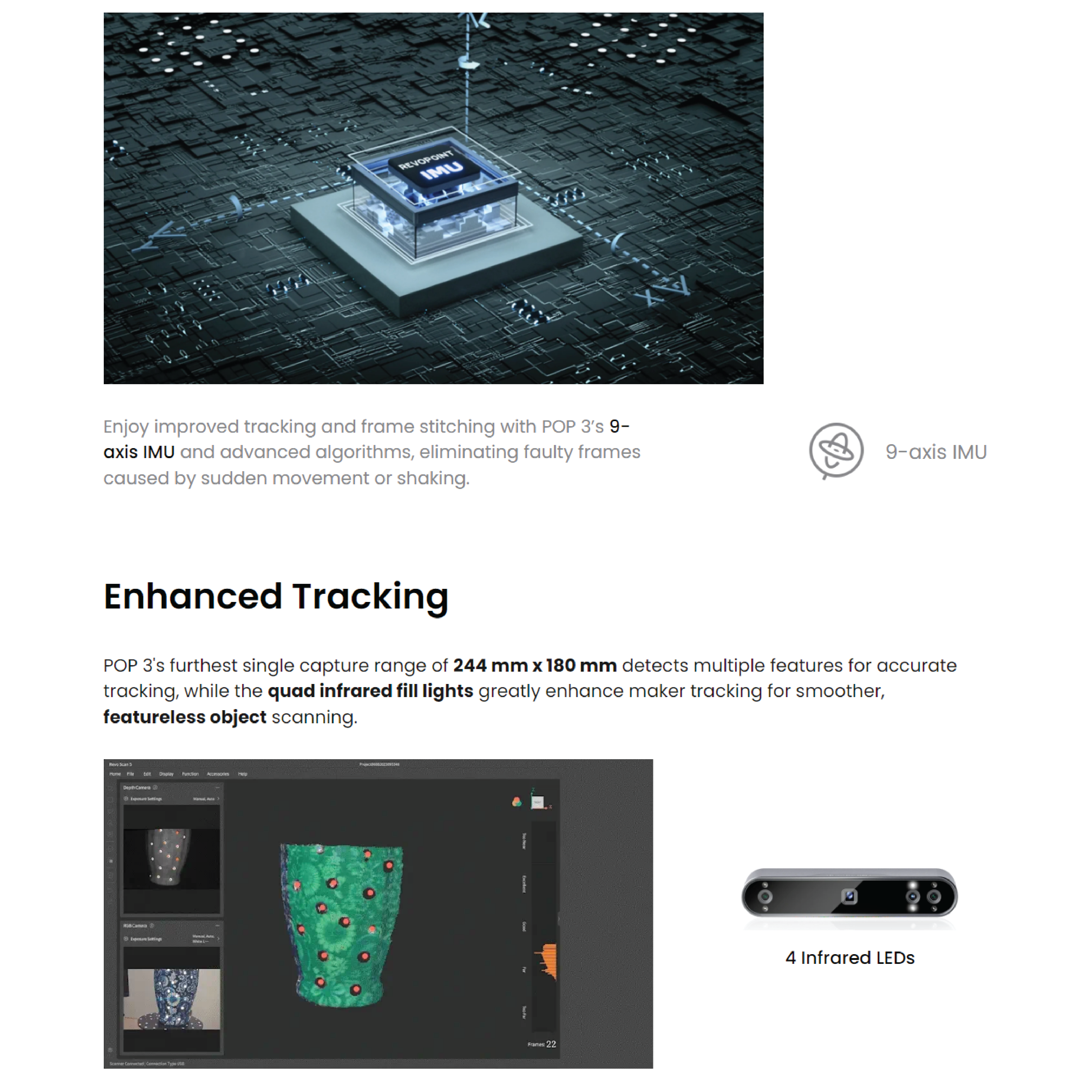 Revopoint POP 3 - Advanced Edition Handheld 3D Scanner with Improved ...