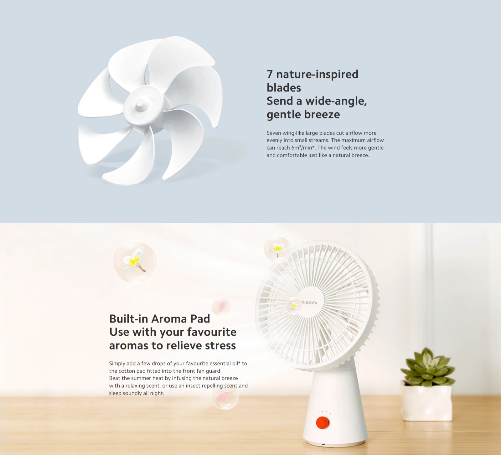 【Global Set】Xiaomi Rechargeable Mini Fan | 4 wind speeds | Low-noise ...