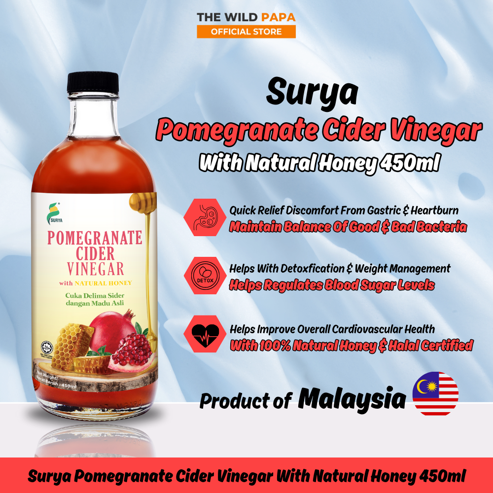 Surya Apple Cider Vinegar With Natural Honey Halal Certified 450ml Cuka