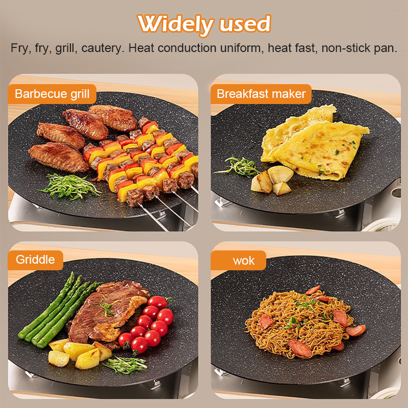 Korean Non-Stick Round Grill Pan - 15 Inch BBQ Baking Pan For Indoor/Outdoor Stovetop, PFOA Free 5 thumbnail image