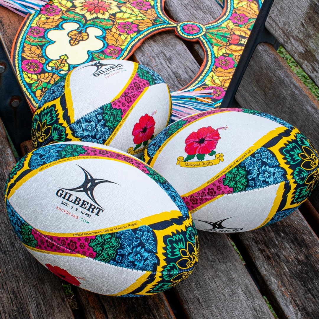 [New Model] GILBERT UK GTR3000 Rugby Ball Batik Wau Songket Bola Ragbi ...