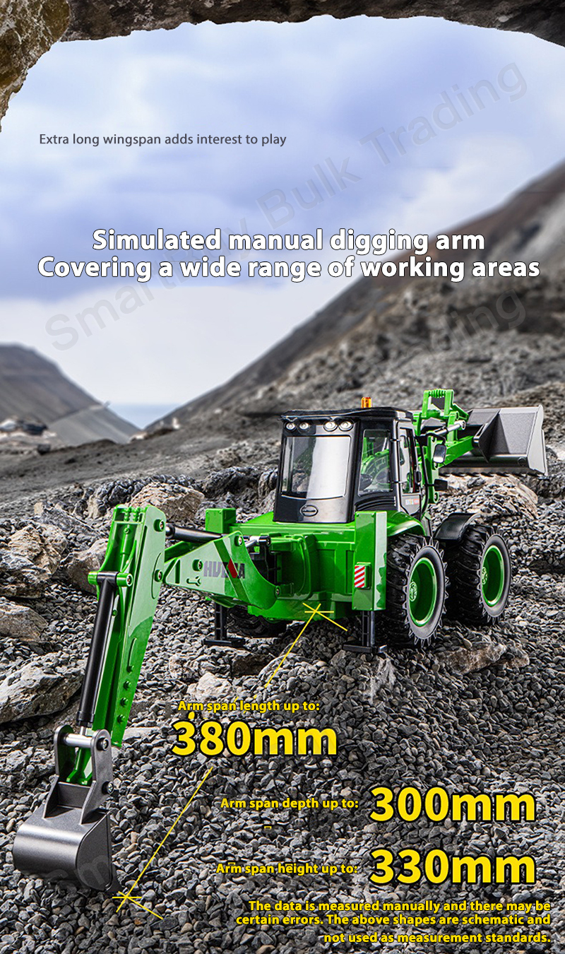 SmartBuy HUINA 1579 1:14 9-Channel Dual-Directional Excavator Remote ...