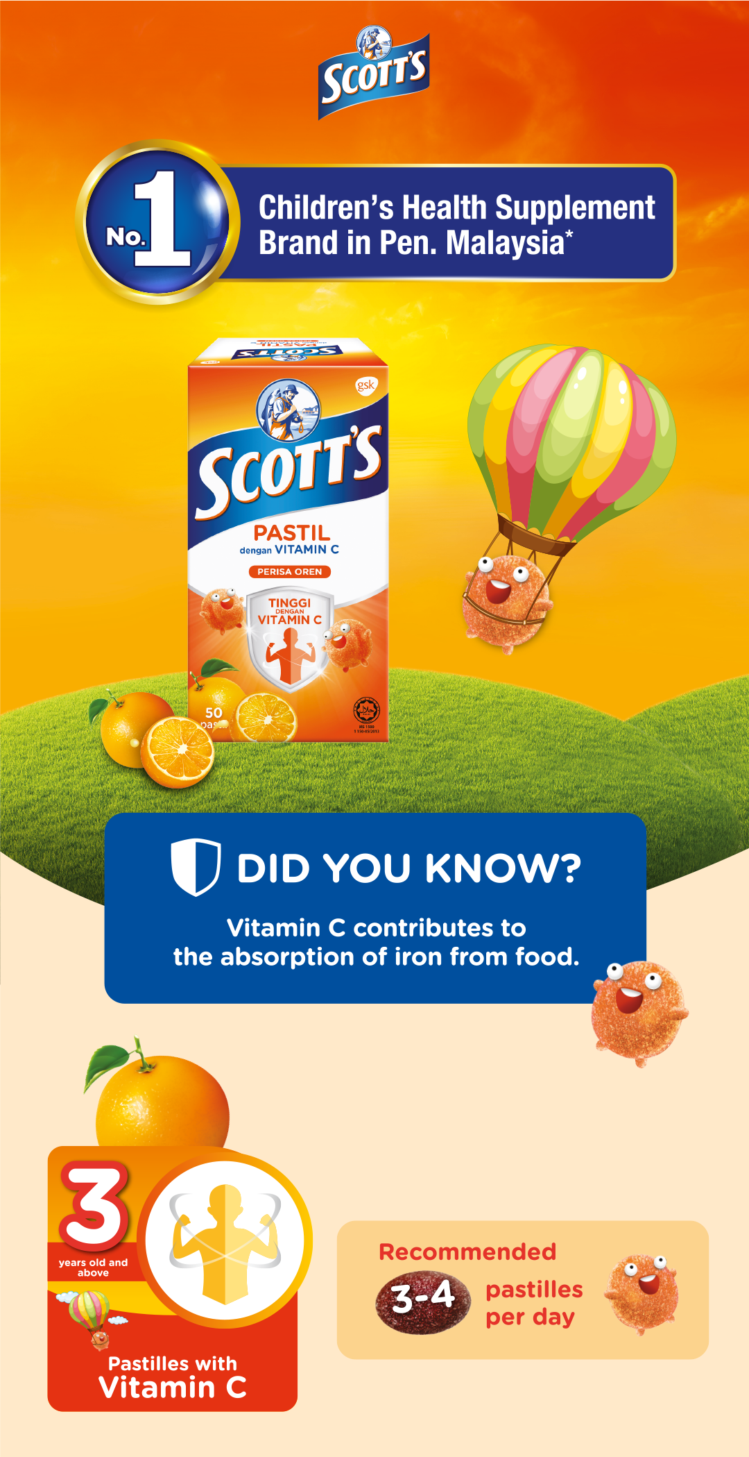 Scott's Vitamin C Pastilles Orange Value Twin Pack (2 x 50's) | Shopee ...