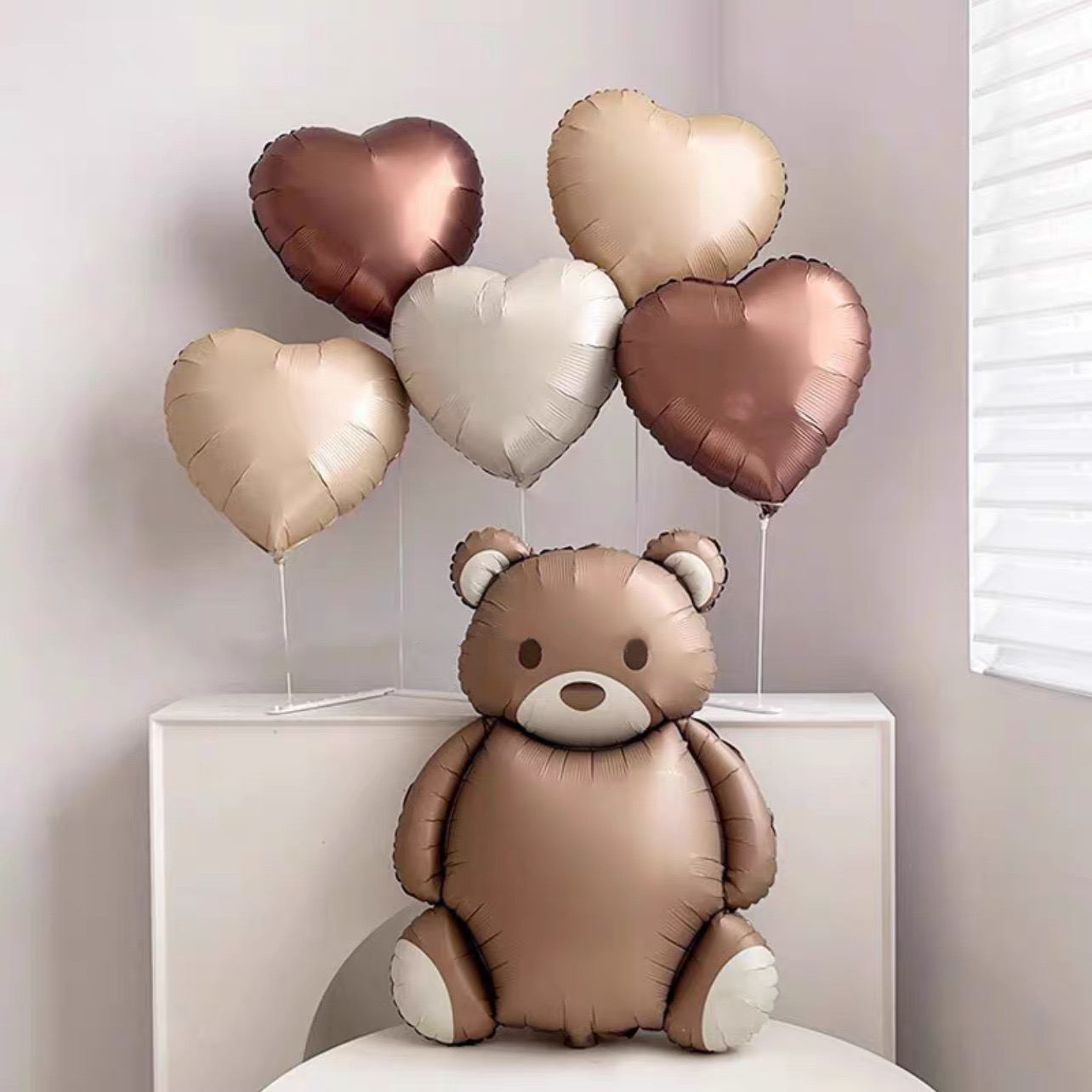⚡️Ready Stock⚡️INS Vintage Matte Foil Balloon Teddy Bear Rainbow ...