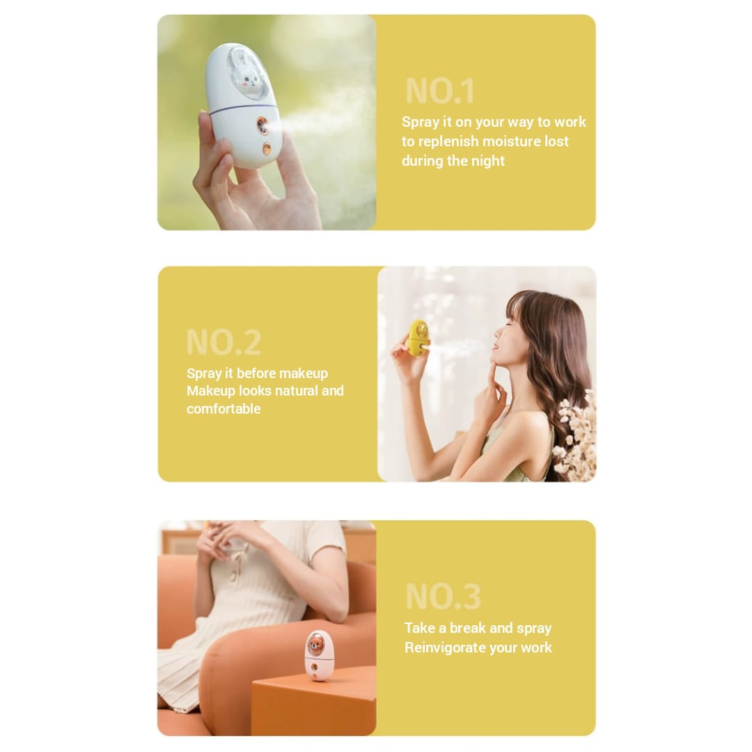 NANO MIST SPRAY | PORTABLE RECHARGEABLE USB CUTE MIST FACE STEAMER ...