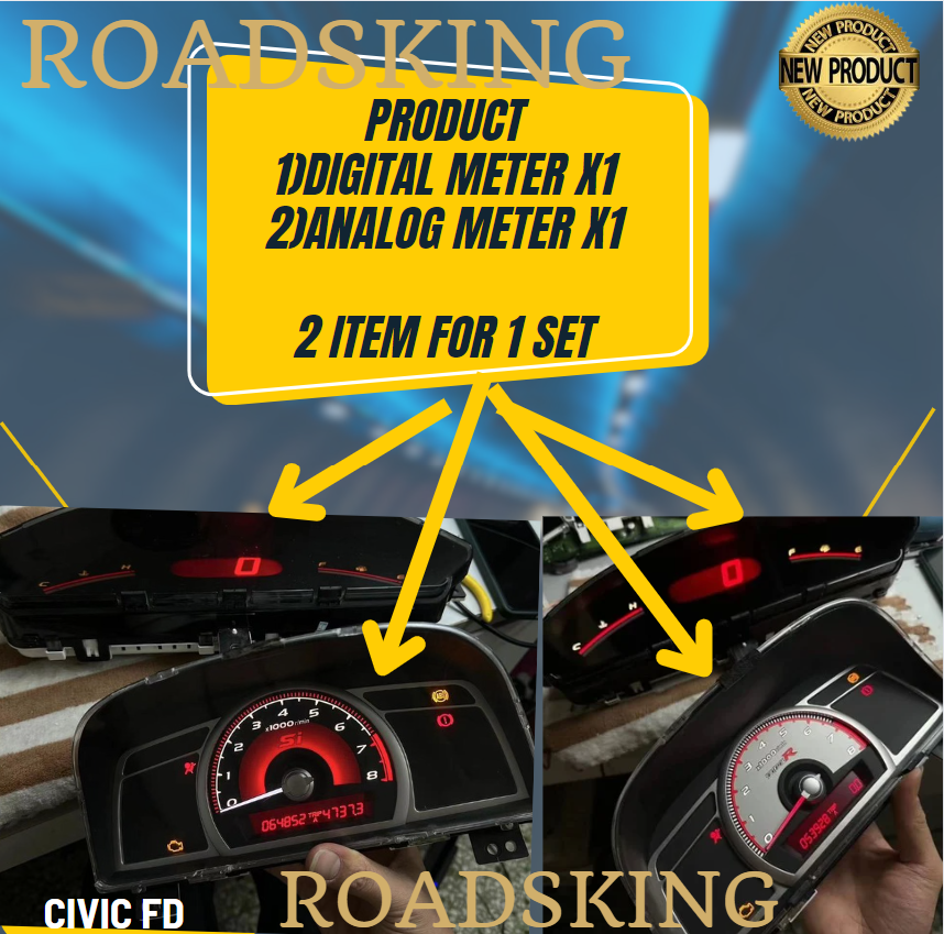 ORIGINAL JEPUN HONDA CIVIC FD FD1 FD2 JDM FULL PANEL METER CUSTOM TYPE ...