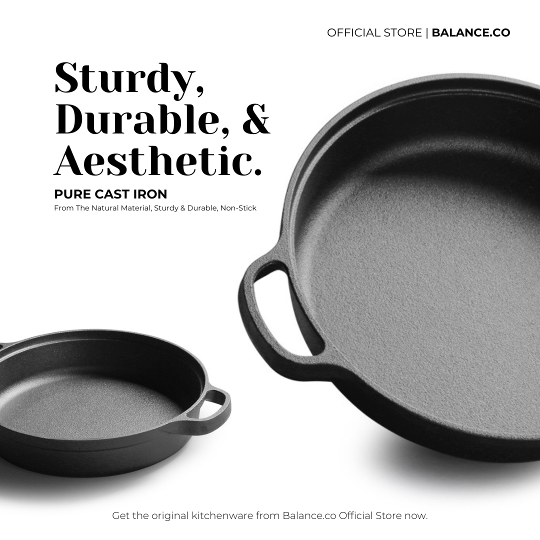 Balance.co Pre-seasoned Pure Cast Iron Double Handles Skillet NonStick ...