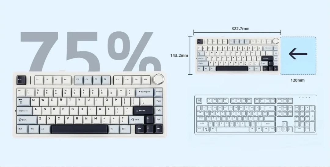 AULA F75 Wireless Mechanical Keyboard 80 Keys RGB 3 Mode 2.4G/ BT ...