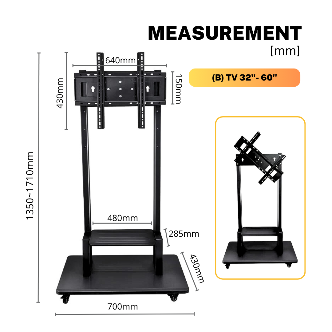 Rotatable TV Floor Stand LED TV Mounted Bracket MoveableTV Stand with ...