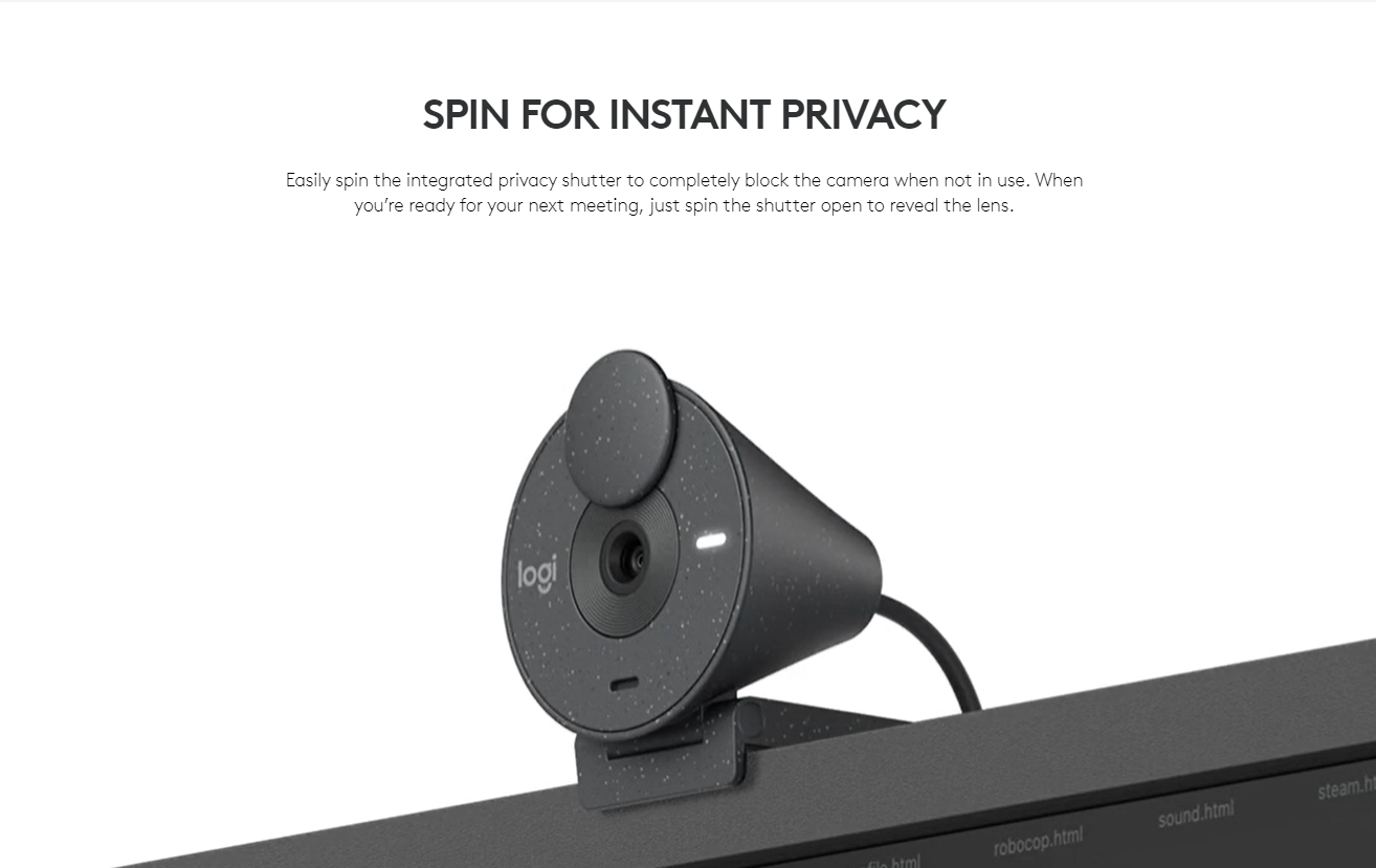 LOGITECH BRIO 300 FULL HD WEBCAM 1080P, PRIVACY SHUTTER, USB-C, NOISE ...