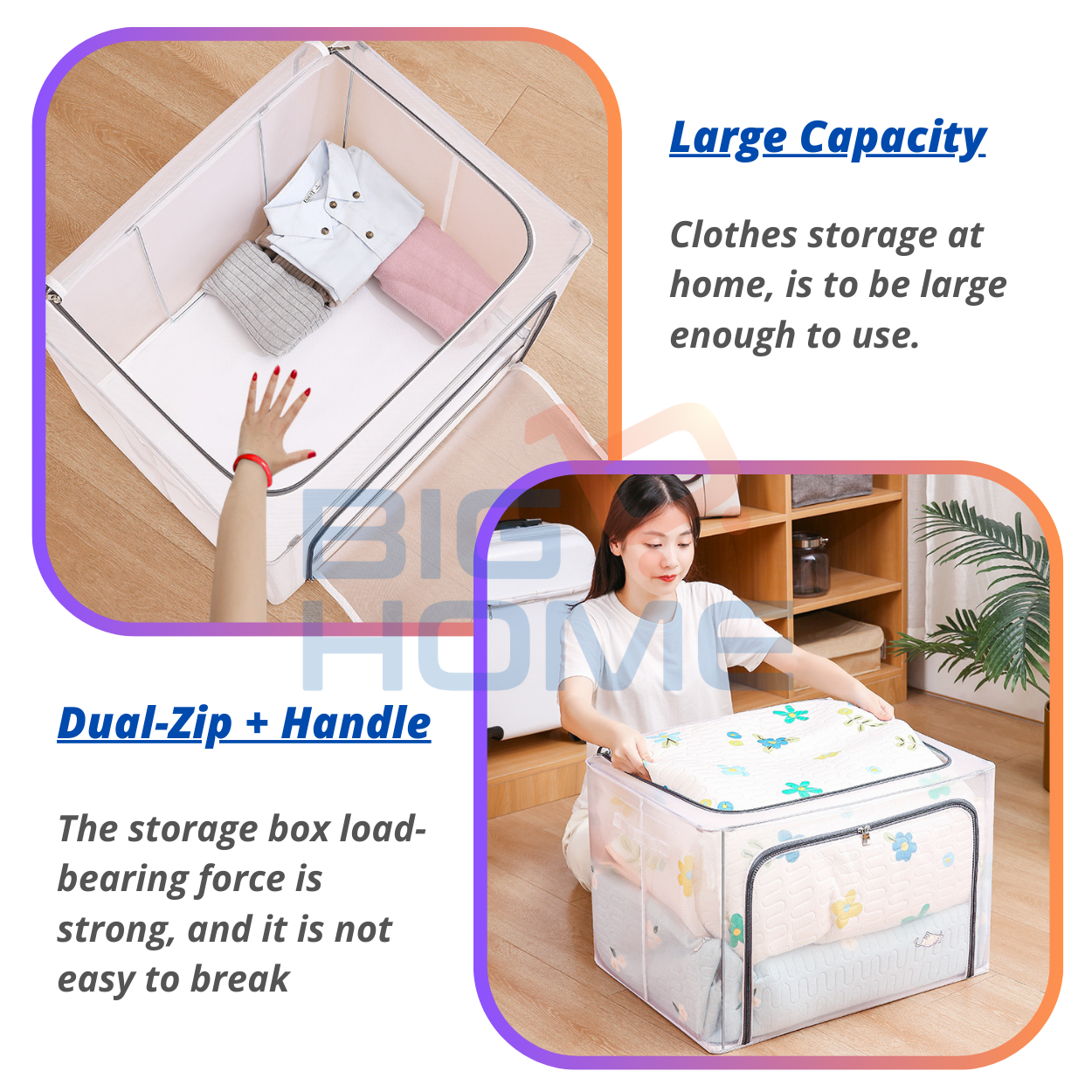 24l 66l 110l Transparent Storage Box Foldable Clothes Storage Box