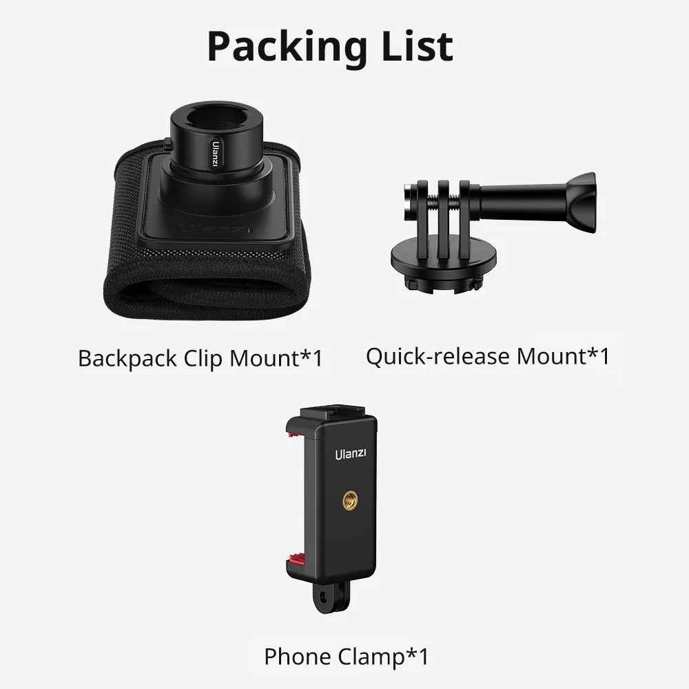 Supporto A Clip ULANZI CO62 Go Quick II: Per Action Cam E Smartphone, Attacco A Zaino, Sgancio Rapido, Fino A 8,2 Cm Larghezza Telefono