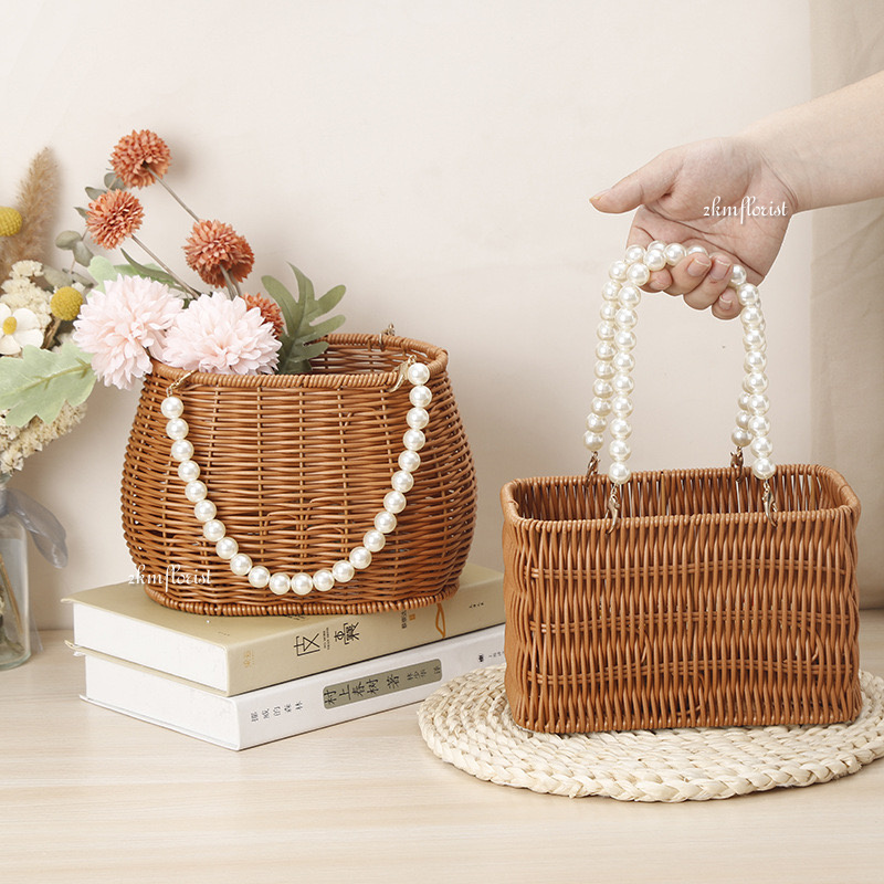 (300-304) BASKET FLOWER BOX Weave Rattan Wicker Storage Fruit Rattan ...