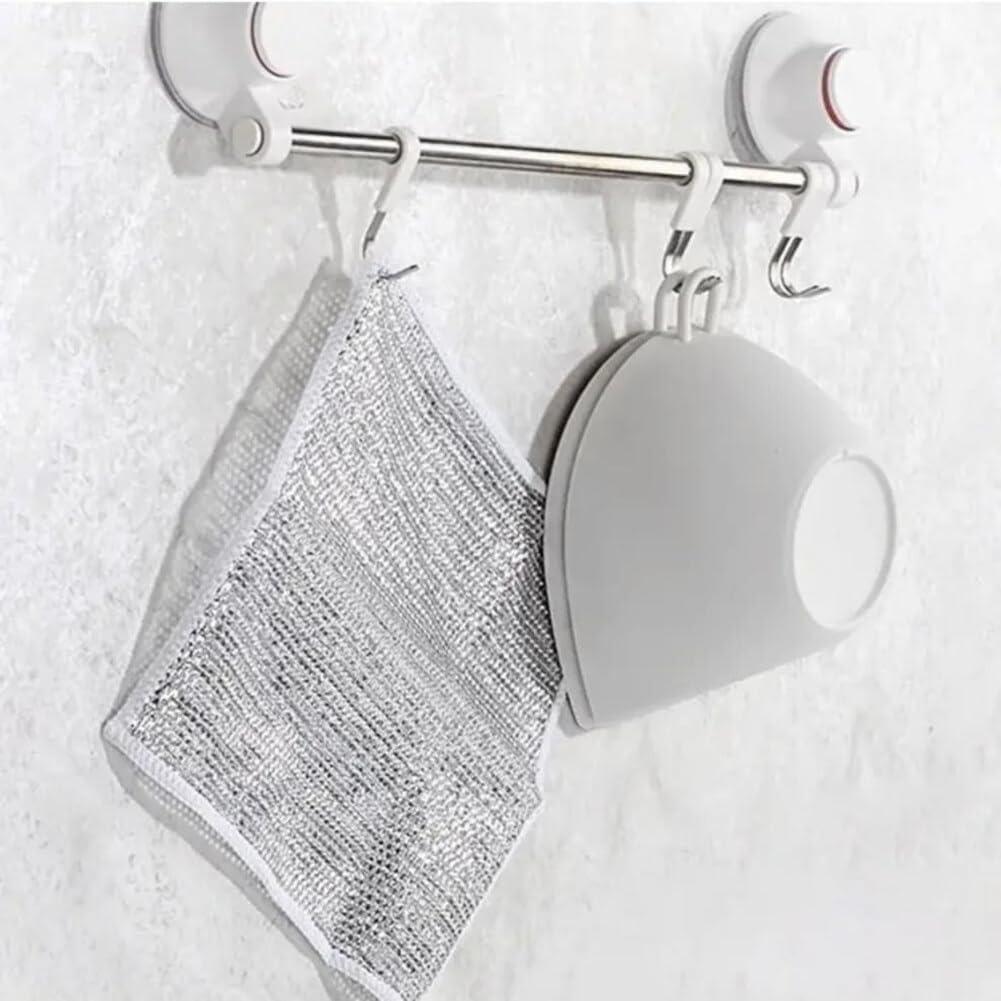 (10pcs) Kitchen Silver Wire Rags non-scratch cleaning cloth (20cmx20cm ...
