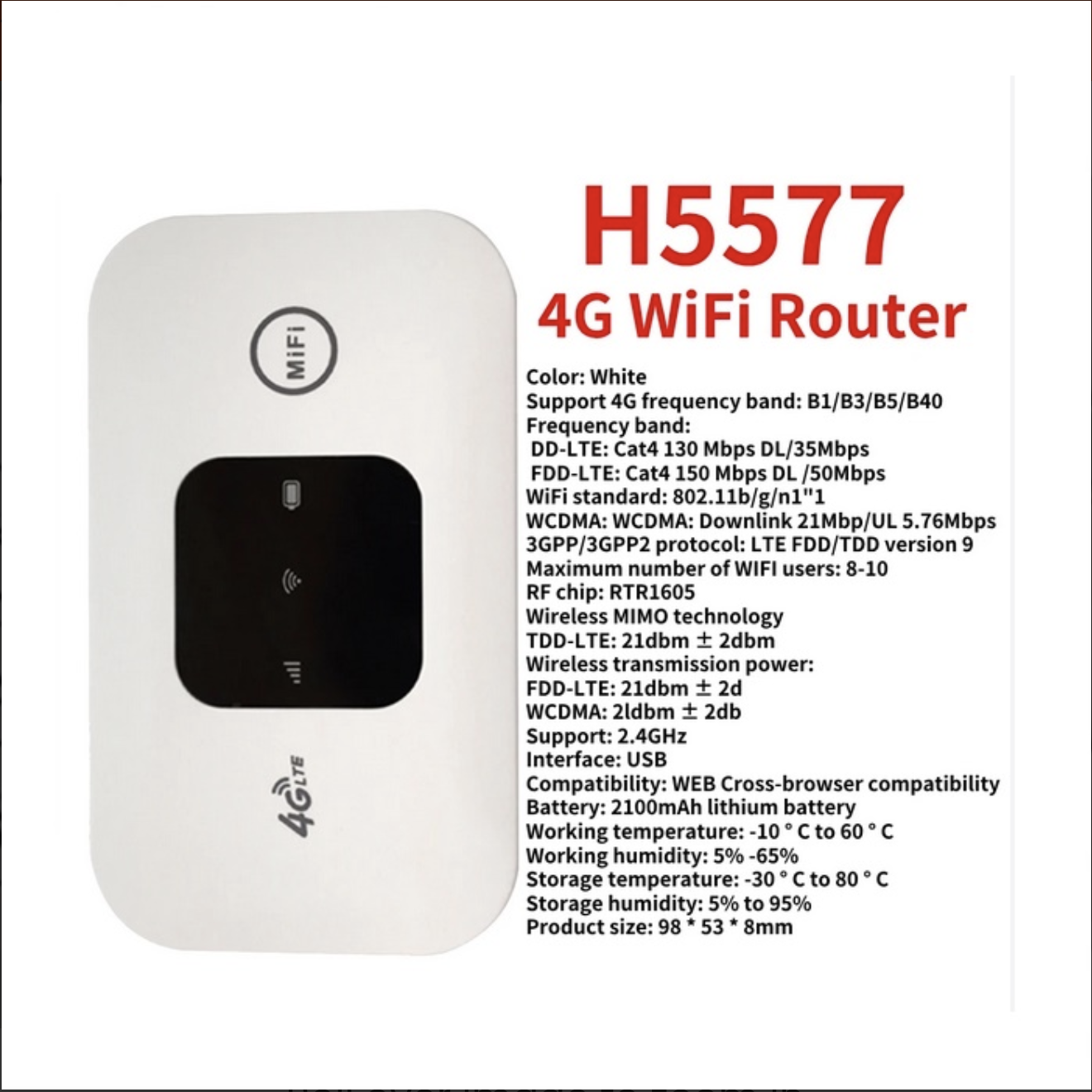 MF800 2 Pocket WiFi Portable WiFi Modem with SIM Card Slot, WiFi Mobile ...