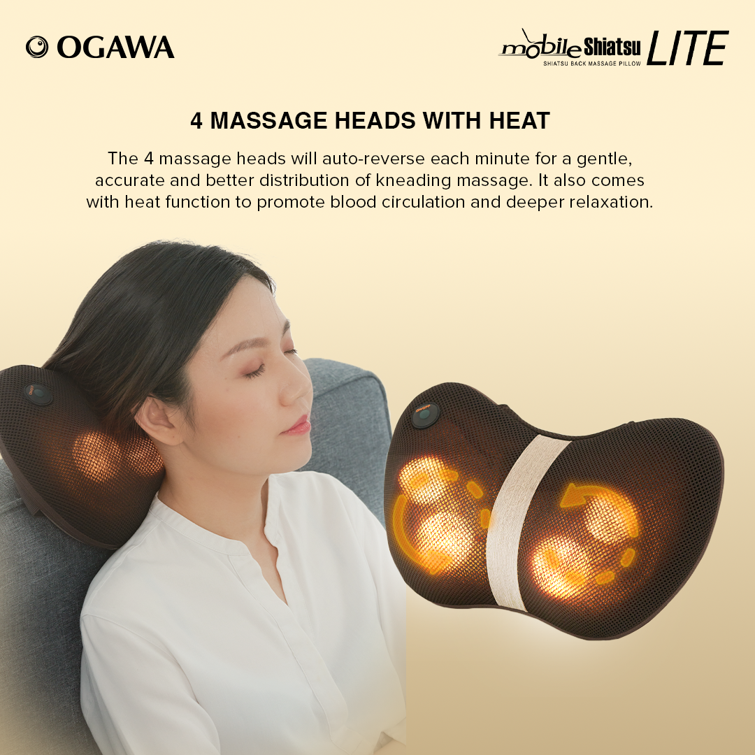 OGAWA Mobile Shiatsu Lite Shiatsu Kneading Massage Pillow Shopee