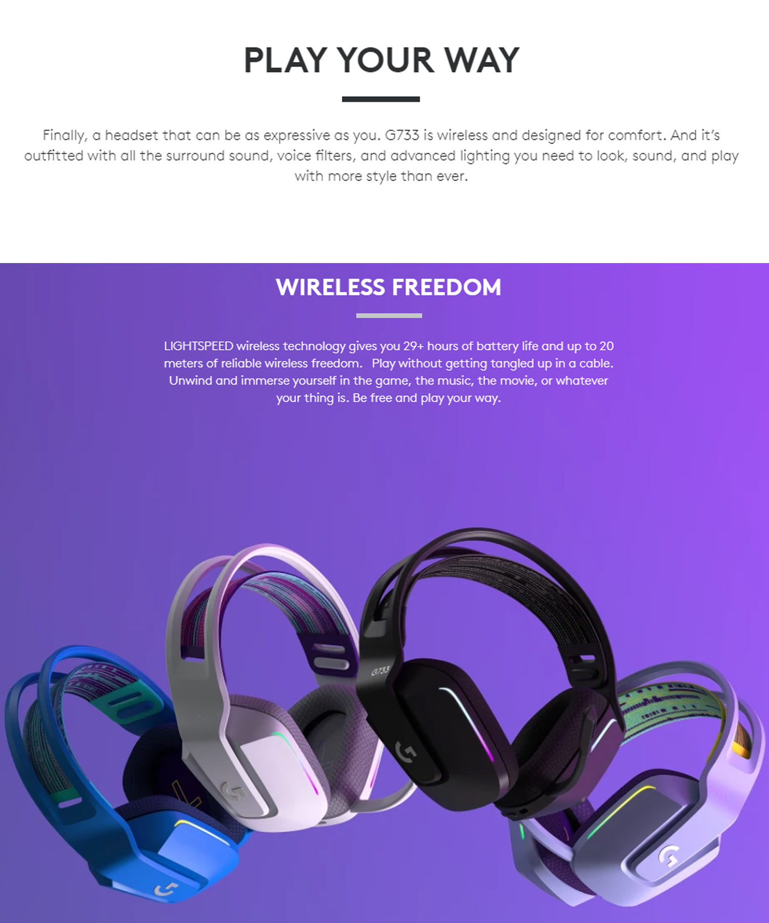 Logitech G733 LIGHTSPEED Wireless RGB Gaming Headset with GPRO Drivers