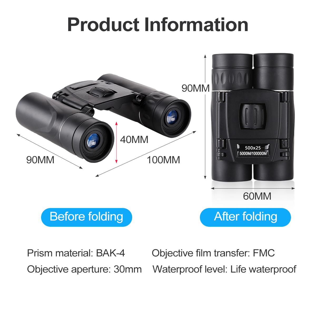 Binoculars HD Zoom 5000M/50000M Lightweight Folding Telescope Long ...